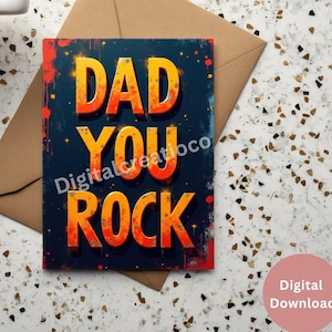 Bold Dad You Rock Druckbare Vatertagskarte 15 x 18 Digital Download Coole Dad Karte für Rocking Dad Lustiges Vatertagsgeschenk