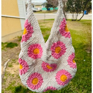 Sac carré grand-mère au crochet, sac au crochet soleil, sac au crochet, cadeau fête des mères, sur commande, sac d'été, sac à bandoulière, sac à bandoulière