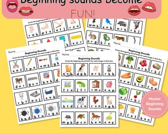 Beginning Sounds Worksheets | Alphabet Sound Practice | Preschool & Kindergarten Literacy | Phonics Activity | Printable PDF