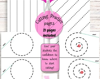 Hojas de trabajo con tijeras para preescolar: práctica de corte y motricidad fina (patrón en PDF)