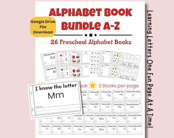 Paquete de libros del alfabeto para preescolar (letras de la A a la Z) – Descarga en Google Drive. Hojas de trabajo sobre letras y sonidos para preescolar y jardín de infancia.