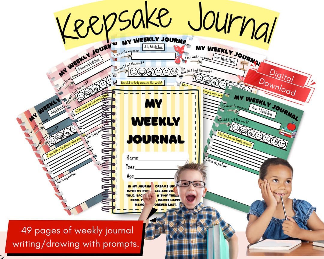 Kids Reflection Journal | Child's Weekly Journal With Prompts - Etsy
