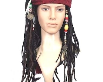 Jack Sparrow Handmade Quality Wig %100 Human Hair, Hand Knotted