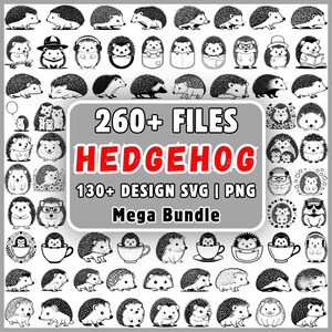 Peut inclure: Une collection numérique de plus de 260 illustrations de hérissons en noir et blanc aux formats SVG et PNG. Ce lot graphique présente divers hérissons dans différentes poses, certains portant des chapeaux, des lunettes ou assis dans des tasses.