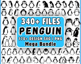 Penguin SVG Bundle, 340+ Files, Cute Penguin SVG PNG, Baby Penguin Clipart, Winter Svg, Christmas Penguin, Cricut Silhouette Download