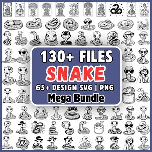 Schlange SVG Bundle, niedliche Schlange Clipart, Reptil Tier SVG, Schlange PNG, Kobra Schlange Vektor, Cricut Schnitt Datei, Python Silhouette Mega Bundle