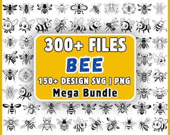 Paquete de archivos SVG de abejas, imágenes prediseñadas PNG de abejorros, SVG de abeja reina, SVG de abeja amable, descarga instantánea de abeja melífera para Cricut y Silhouette