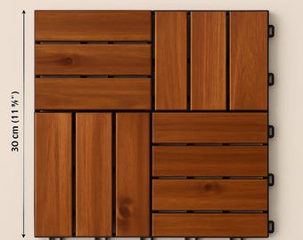 Baldosas de madera de acacia para terrazas – Suelo exterior barnizado (30 x 30 cm)