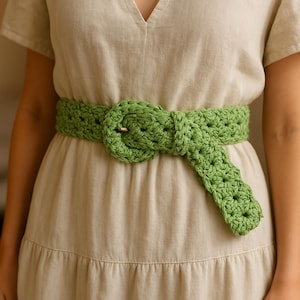 Hand knitted belt, natural yarn knitted waist belt, women&#39;s accessory sewing look belt