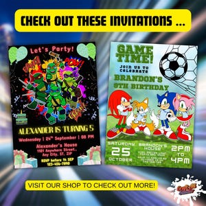 Sonic Birthday Invitation For Kids Party, Sonic The Hedgehog Boys Party Invite, Editable Sonic 3 Girls Birthday, Invite Instant Download, Image 9