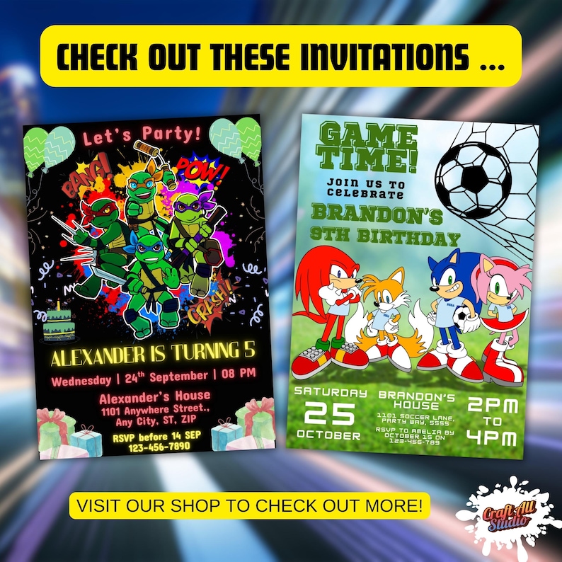 Sonic Birthday Invitation For Kids Party, Sonic The Hedgehog Boys Party Invite, Editable Sonic 3 Girls Birthday, Invite Instant Download, Image 9