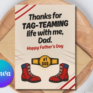 Biglietto d'auguri per la festa del papà della WWE a tema wrestling, divertente regalo di wrestling per papà, papà wrestling stampabile da scaricare, biglietto d'auguri per la festa del papà