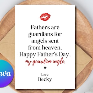 Carte minimaliste pour la fête des pères, meilleur cadeau pour papa, cadeau unique pour papa, carte ange gardien de sa fille, nouveau cadeau papa, parrain ou beau-père