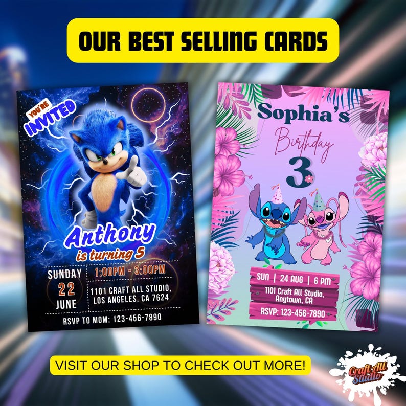 Sonic Birthday Invitation For Kids Party, Sonic The Hedgehog Boys Party Invite, Editable Sonic 3 Girls Birthday, Invite Instant Download, Image 10