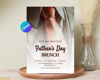 DIGITAL Fathers Day Brunch Invitation, Printable Brunch Invite, Happy Fathers Day Lunch Invitation Template, Editable Invite Template