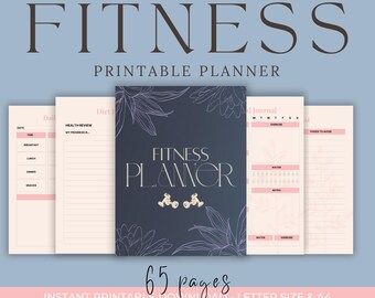 Fitness Planer zum Ausdrucken: Workout Tagebuch, Abnehm-Tracker (Digitaler Download)