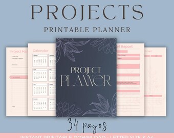 Project Planner Printable: Task To-Do List, Work Productivity (PDF)