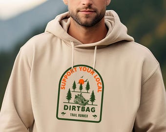 Funny Support Your Local Dirtbag Trail Runner Heavyweight Hoodie Trail Running  Outdoorsy Athletes Mountain Vintage Retro Apparel Style
