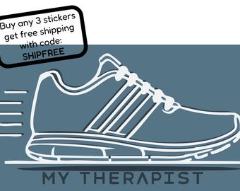 Running as therapy  sticker high quality vinyl Sticker, gift for runner indoor outdoor safe for car, water bottle, cup, fitness run sticker