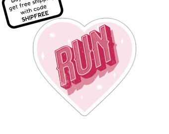 Heart RUN Vinyl Sticker, Gift for Runners