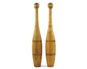 Antique Juggling Pins, Wooden Exercise Clubs, Rustic Industrial Decor
