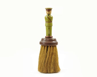 Vintage 1940s Wooden Soldier Clothes Brush