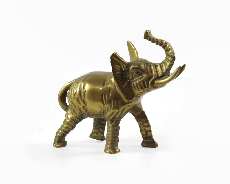 Vintage Brass Elephant Figurine with Trunk Up