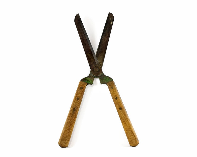 Vintage Hedge Trimmers Garden Shears Wood Handle Garden Etsy