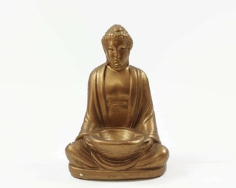 1939 Chalkware Buddha Figurine, Vintage Incense Burner