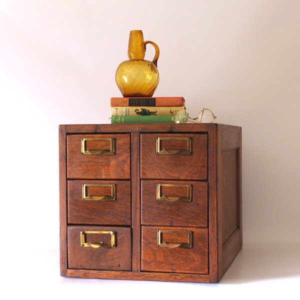 Wood Library Card File, Six Drawer Globe Wernicke