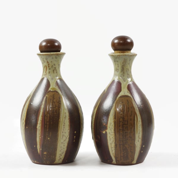 Vintage Stoneware Bottle with Cork, Set of 2