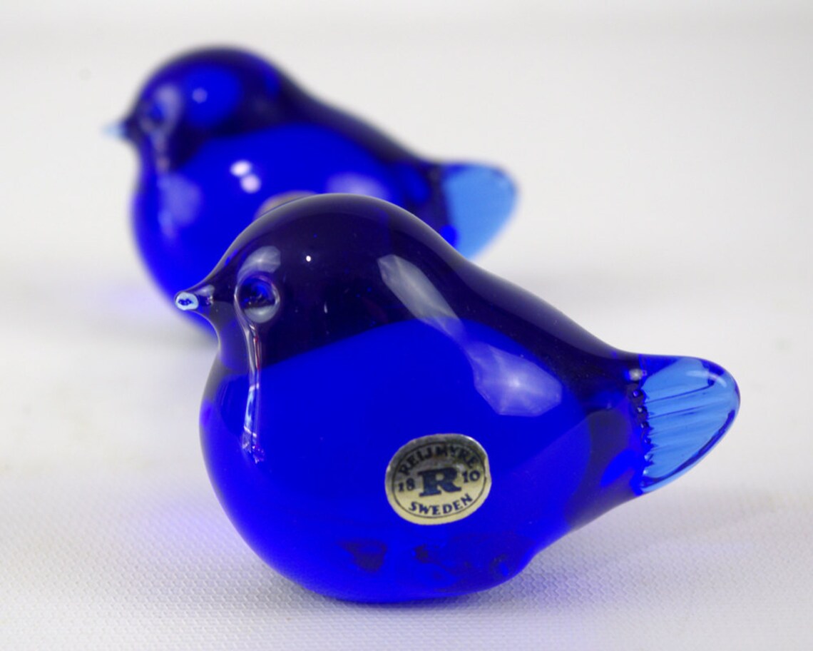 Vintage Glass Bird Cobalt Blue Reijmyre Sweden Tyko | Etsy