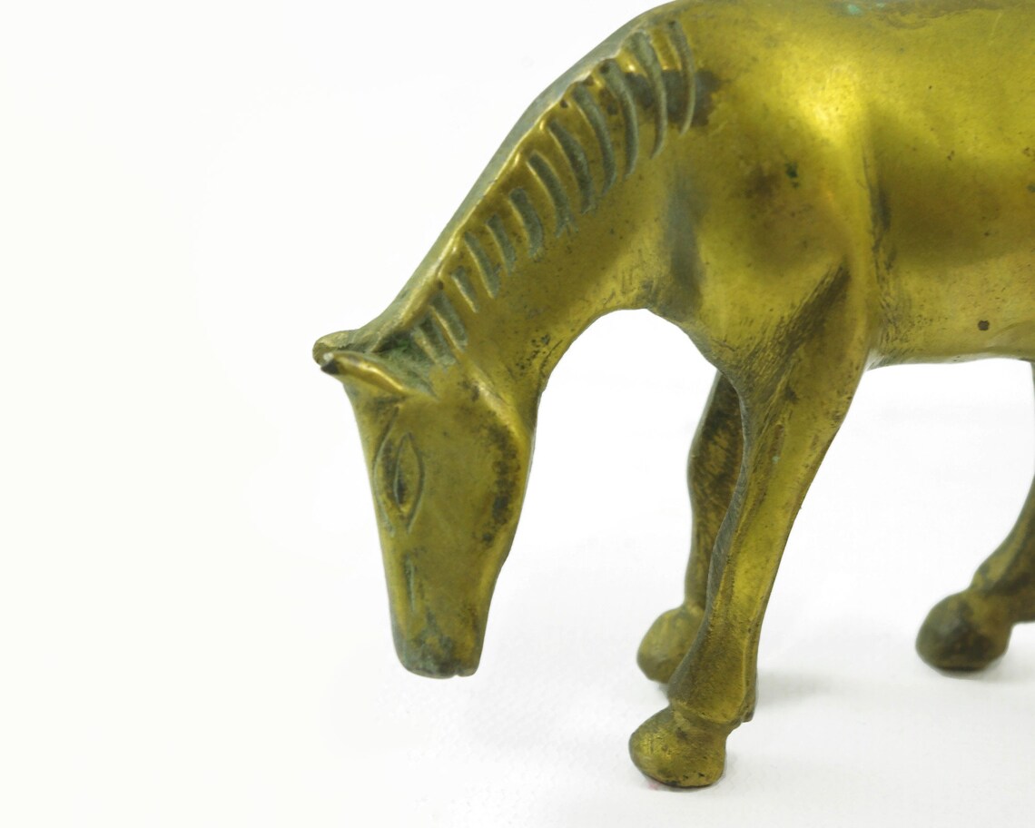 Small Vintage Brass Horse Figurine Etsy UK