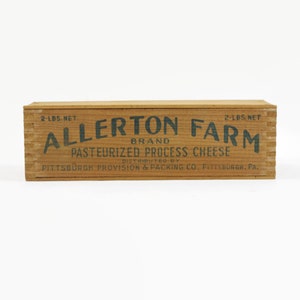 Vintage Wooden Cheese Box with Lid, Allerton Farm, Rustic Farmhouse Decor