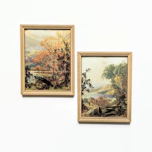 Vintage Fall Print with Reverse Painted Silhouette, set of 2