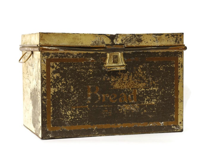 Antique Tin Bread Box Rustic Primitive Storage Kitchen Decor Etsy