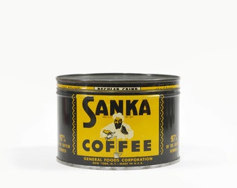 Vintage Sanka Coffee Can with Lid