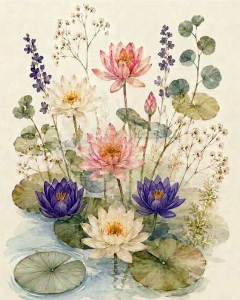 Water Lily Printable Wall Art | Botanical Watercolor Floral Decor ...