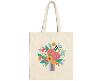 Bolso tote de lona de algodón con estampado floral