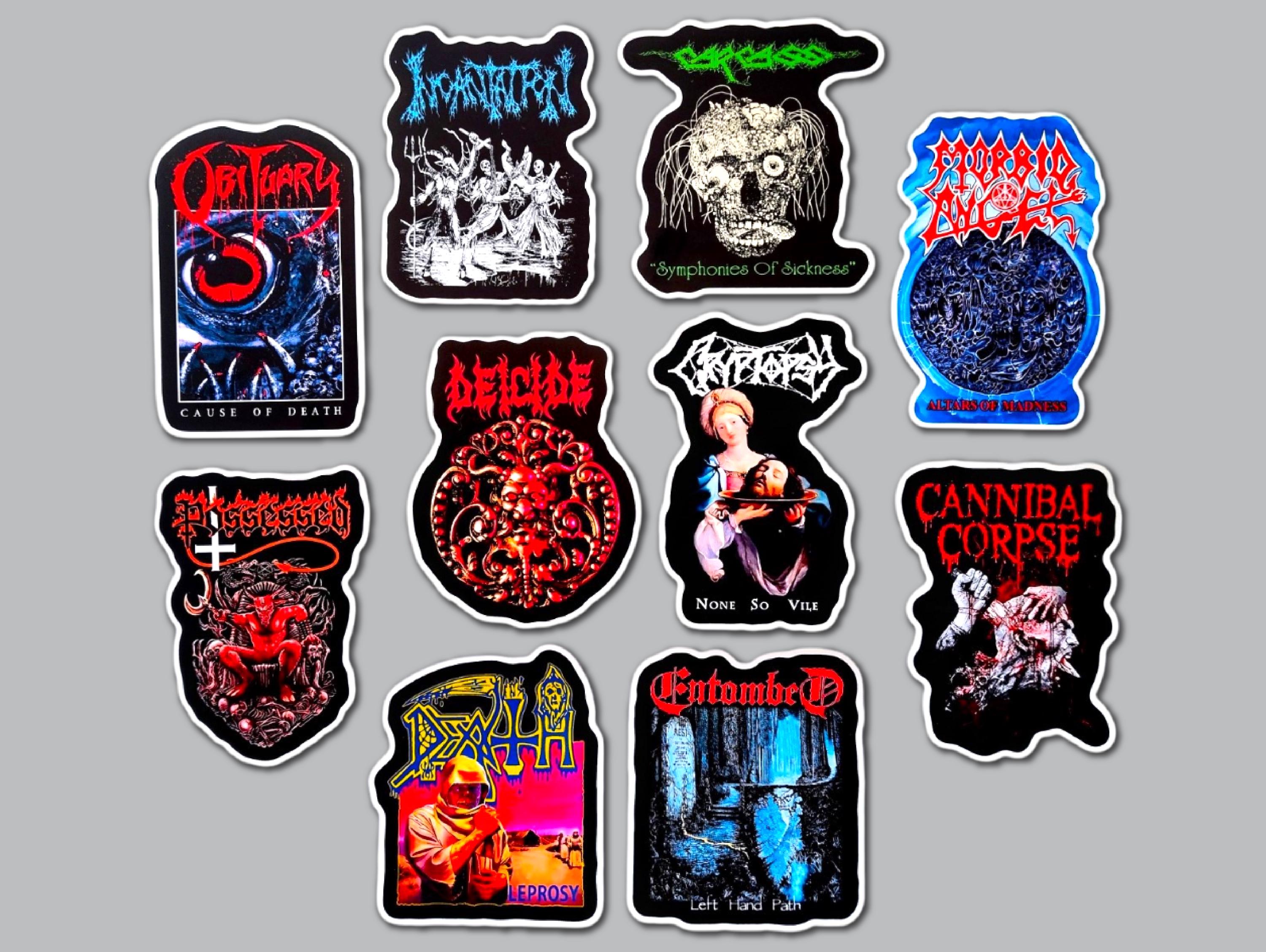 Death Metal Sticker Pack (10 Stickers) Set 9 vinyl decals black slam power speed grindcore heavy classic metalcore deathcore punk crust