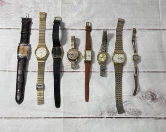Vintage Watch Lot of 8 Timex Caran Seiko PCA Pulsar Quintel Sovereign AS IS