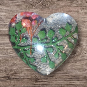 Floral Resin Heart Home Decor or Desk Paperweight with Dried Flowers