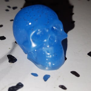 Small Resin 3D Skull Figurine Bright Blue