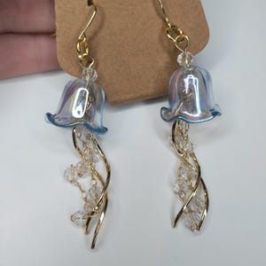 Handmade Blue and Gold Jellyfish Earrings