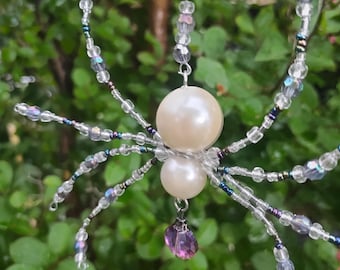 Beaded Crystal Spider Sun Catcher: Handmade Prism Decor