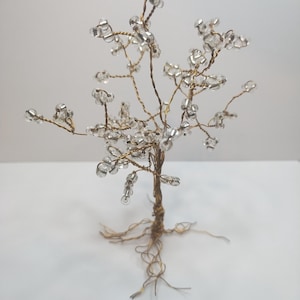 Wire Wrapped Tree with white glass beads