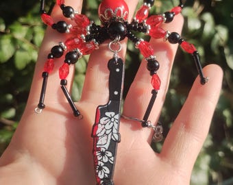 Beaded Glass Spider Ornament: Handmade Halloween/Christmas Decor