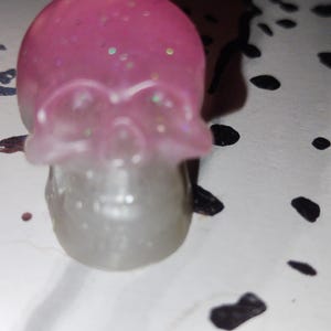 Small Resin 3D Skull Figurine Pink and Gray