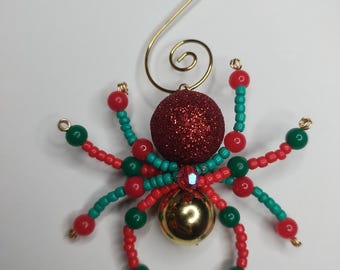 Beaded Spider Ornament: Handmade Glass Bead Christmas Decor