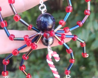 Beaded Christmas Spider Ornament: Handmade Whimsical Decor